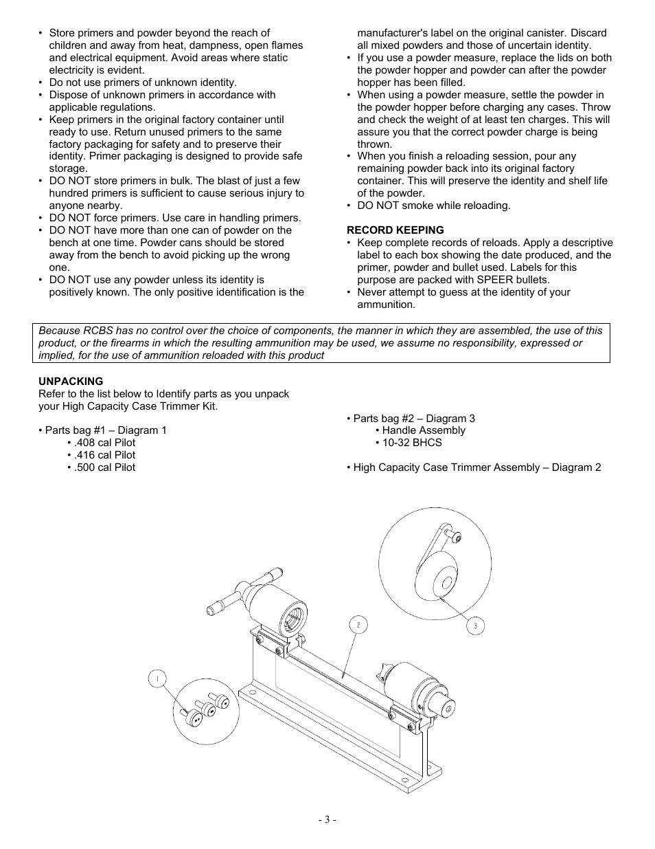 RCBS High Capacity Case Trimmer Kit User Manual | Page 3 / 8