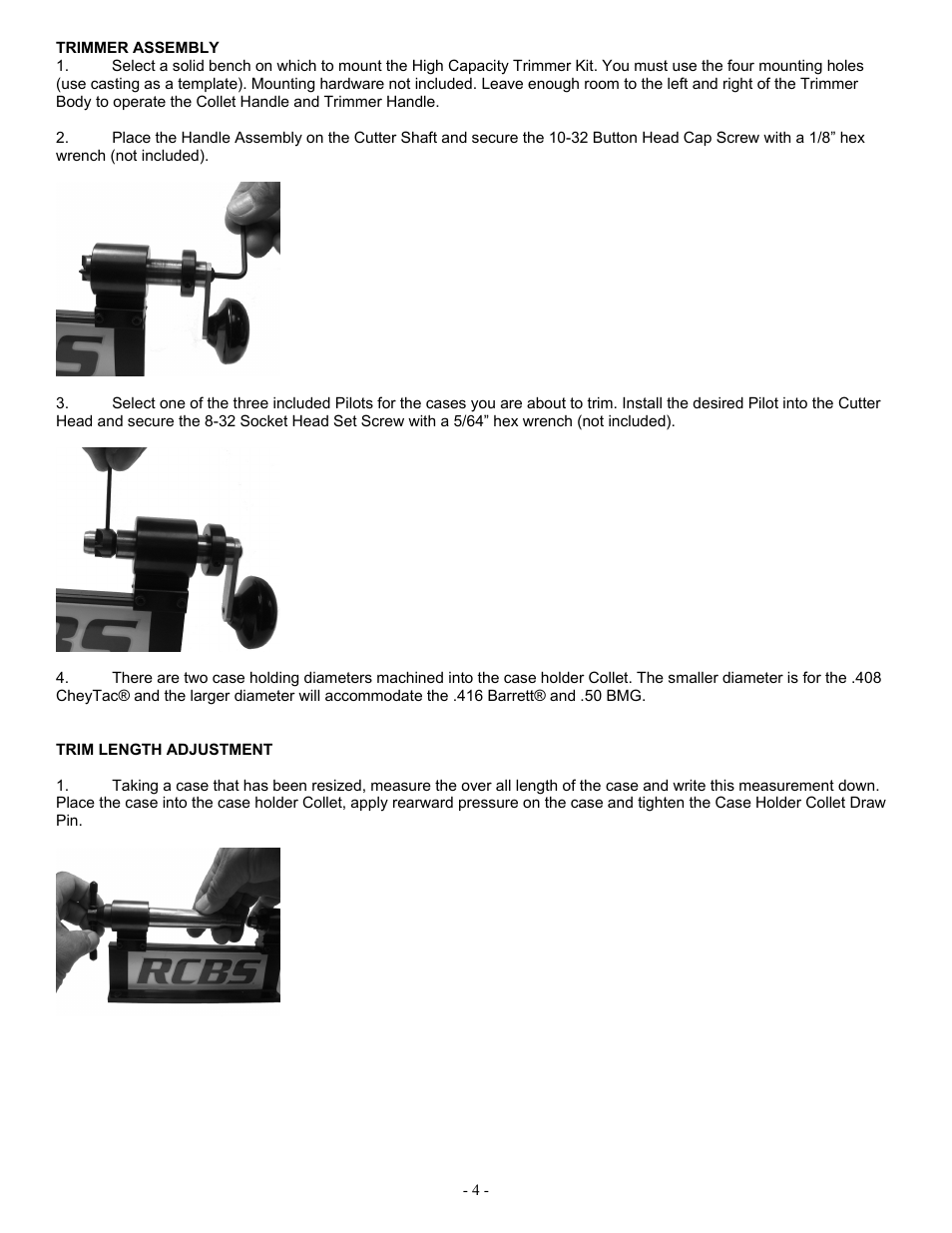 RCBS High Capacity Case Trimmer Kit User Manual | Page 4 / 8