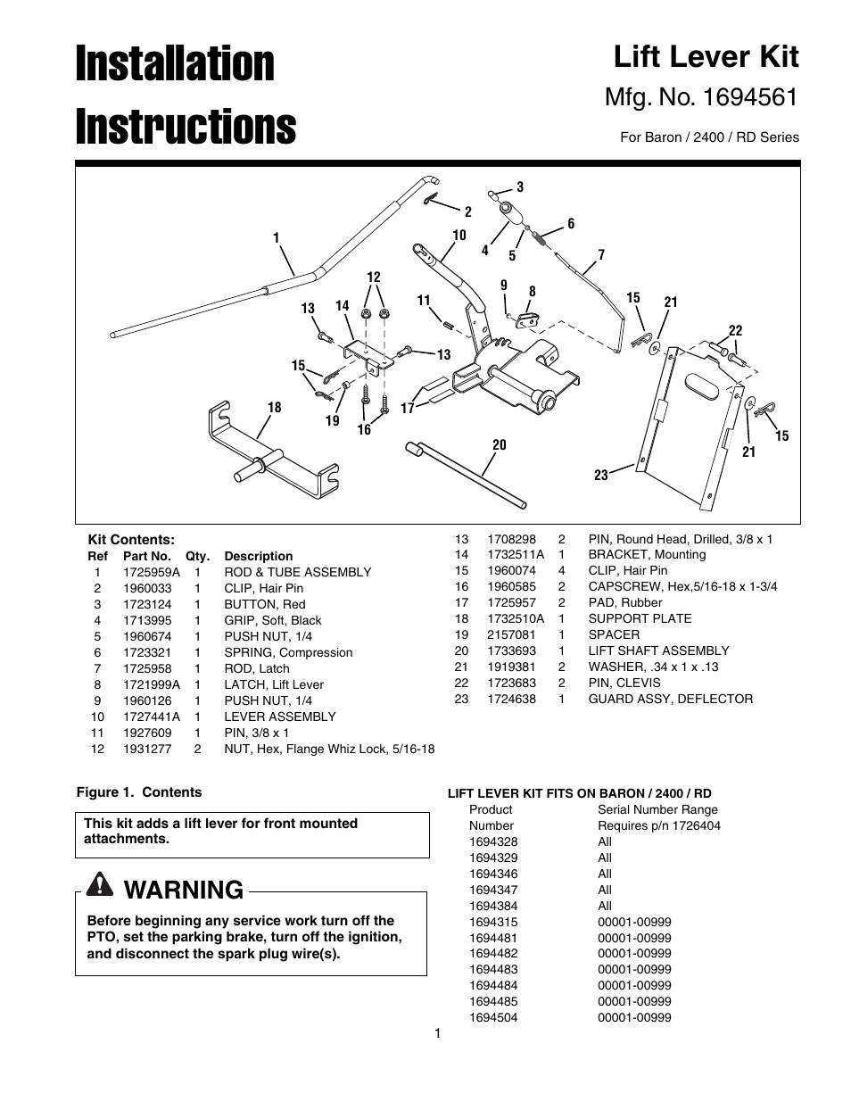 Briggs & Stratton 1694561 User Manual | 4 pages