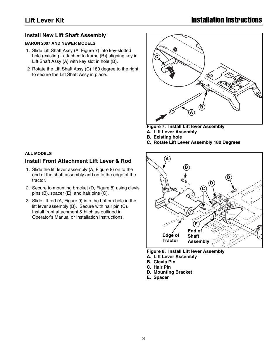 Installation instructions, Lift lever kit | Briggs & Stratton 1694561 User Manual | Page 3 / 4