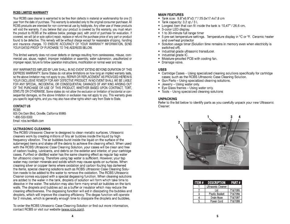 RCBS Ultrasonic Cleaner User Manual | Page 3 / 9