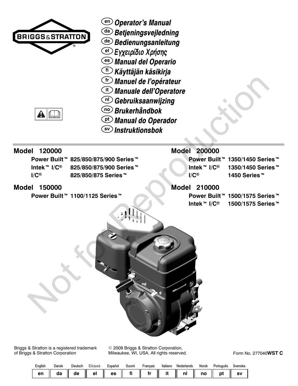 Briggs & Stratton POWER BUILT 200000 User Manual | 92 pages