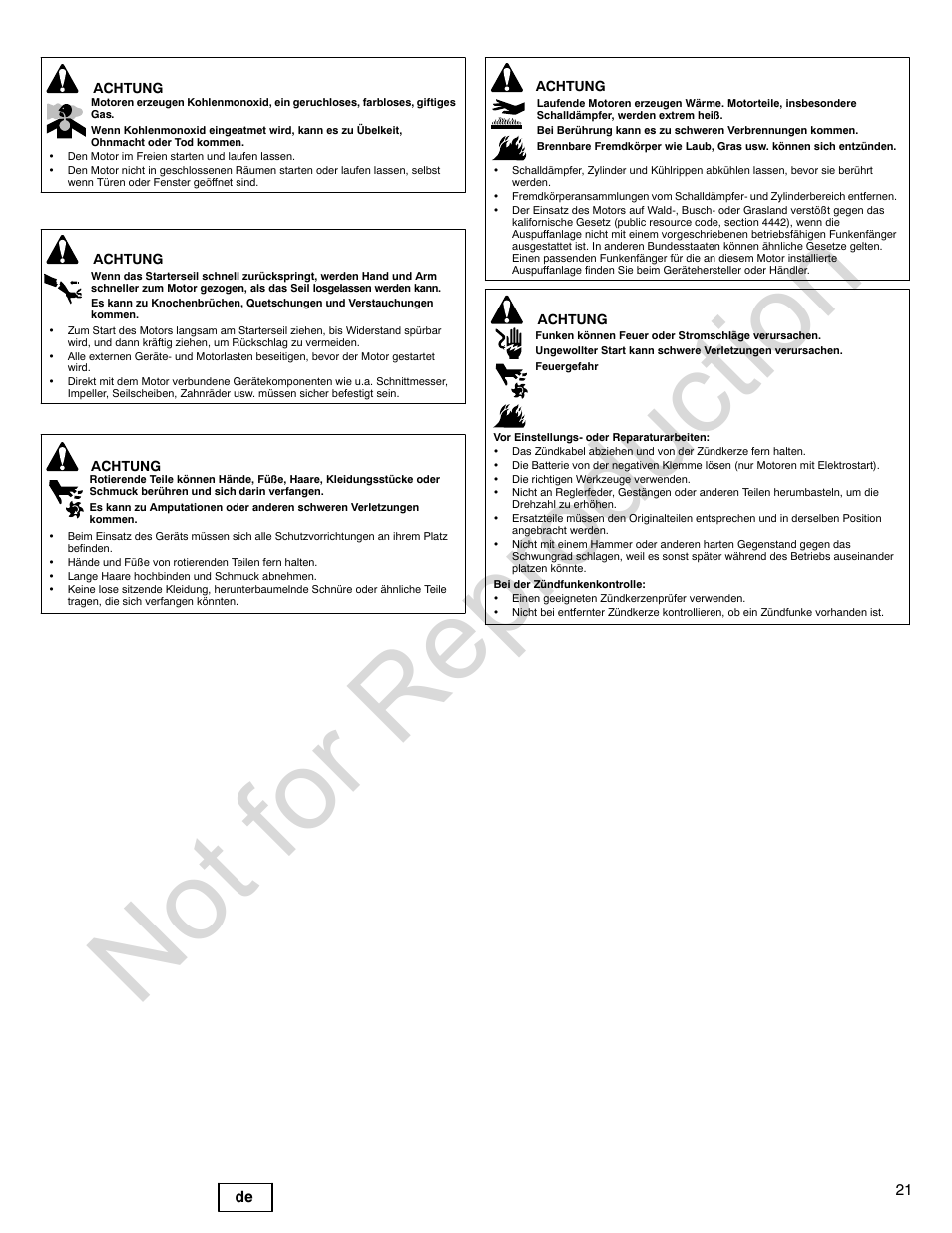 Not for reproduction | Briggs & Stratton POWER BUILT 200000 User Manual | Page 21 / 92