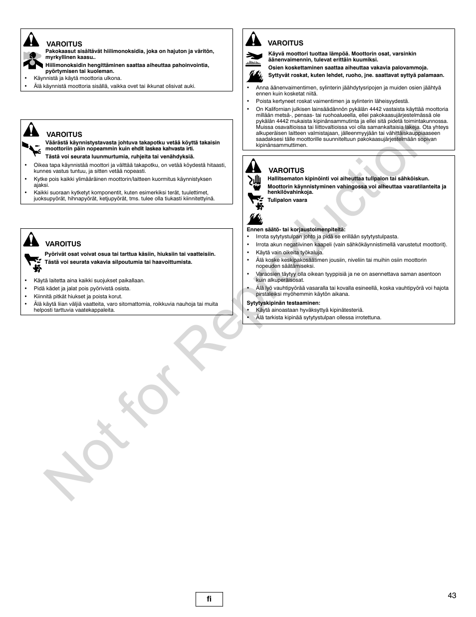 Not for reproduction | Briggs & Stratton POWER BUILT 200000 User Manual | Page 43 / 92