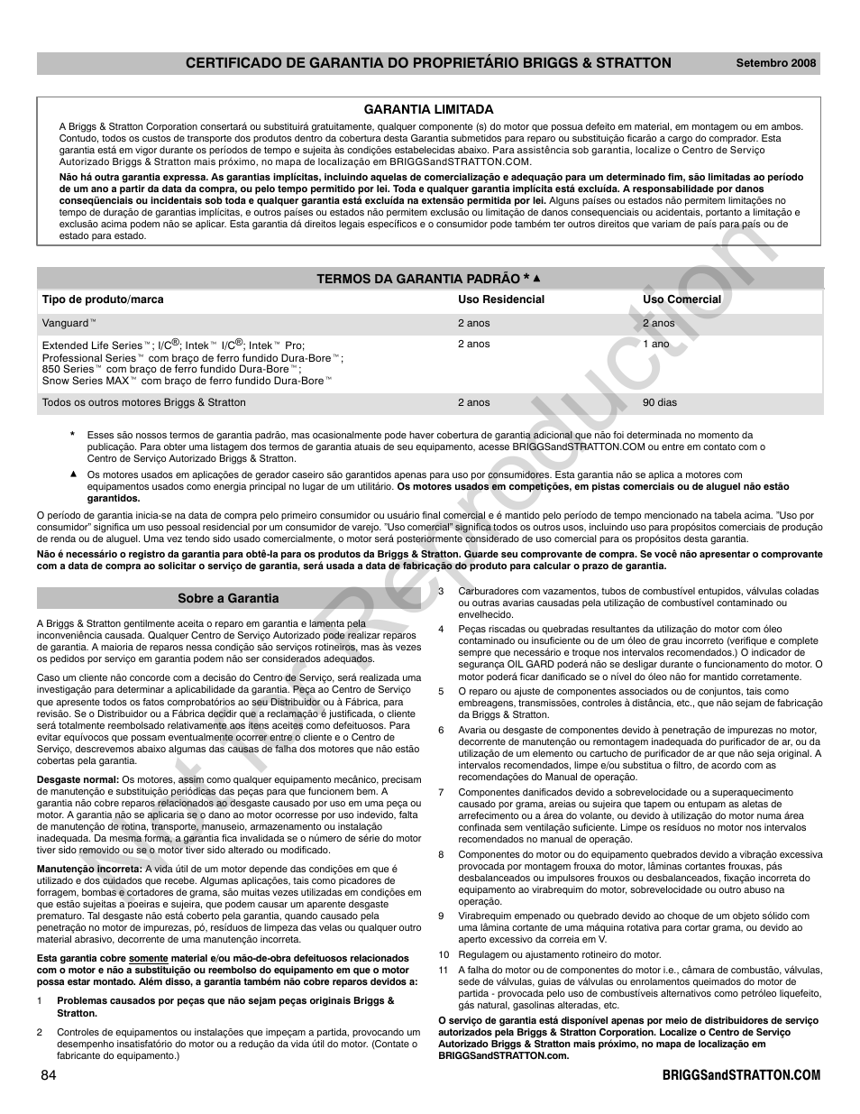 Not for reproduction | Briggs & Stratton POWER BUILT 200000 User Manual | Page 84 / 92