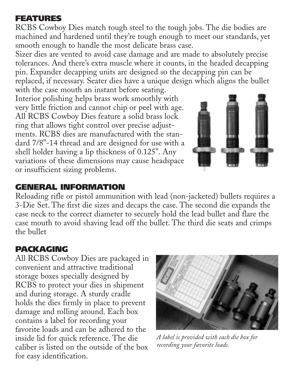RCBS Cowboy Dies User Manual | Page 5 / 12