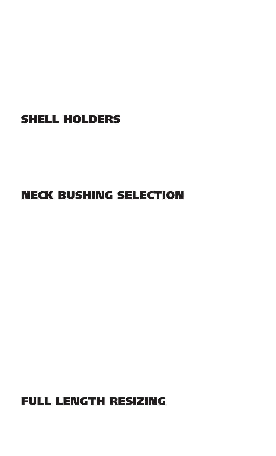 Shell holders, Neck bushing selection, Full length resizing | RCBS Gold Medal Dies User Manual | Page 7 / 12