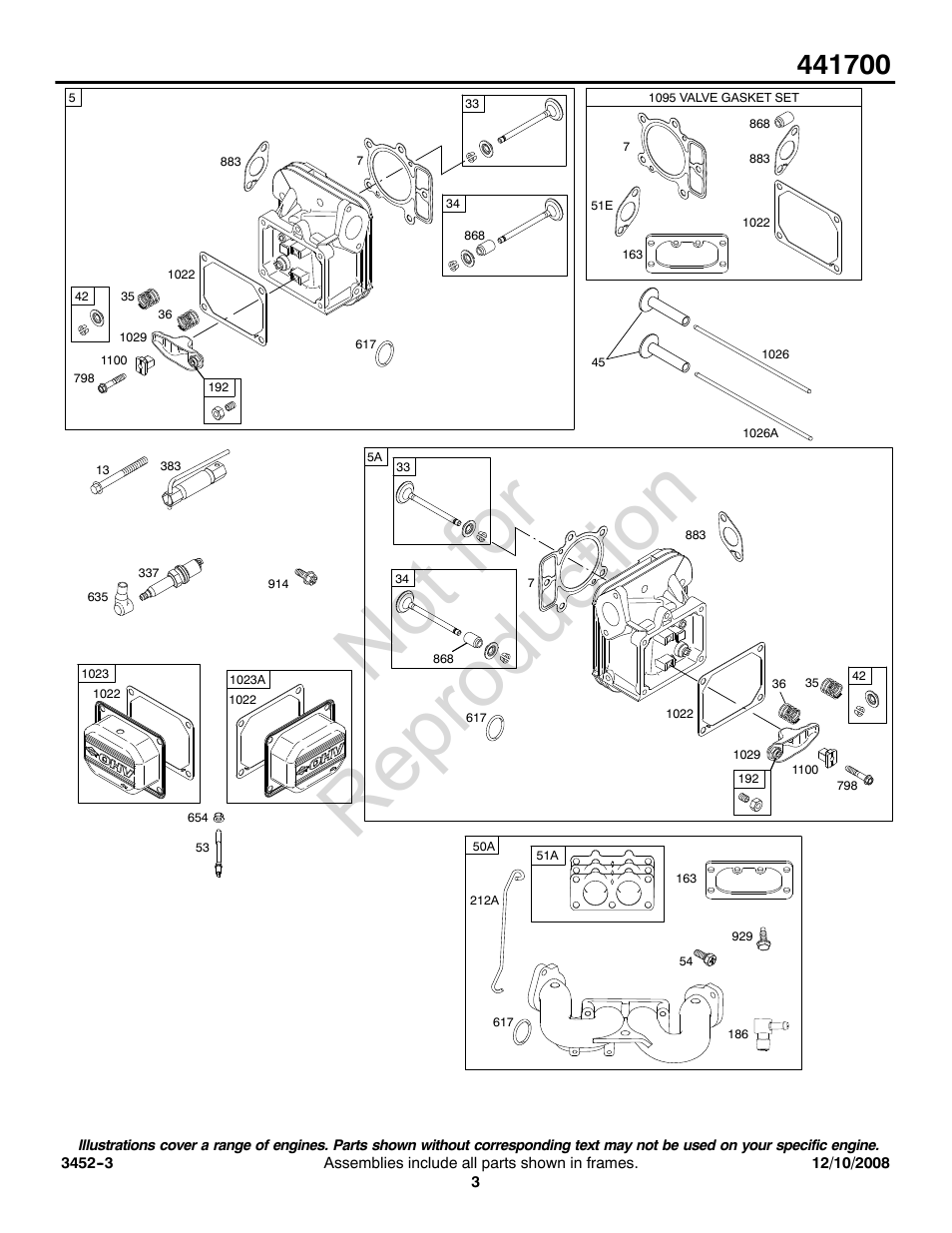 Not for reproduction | Briggs & Stratton 441700 Series User Manual | Page 3 / 16