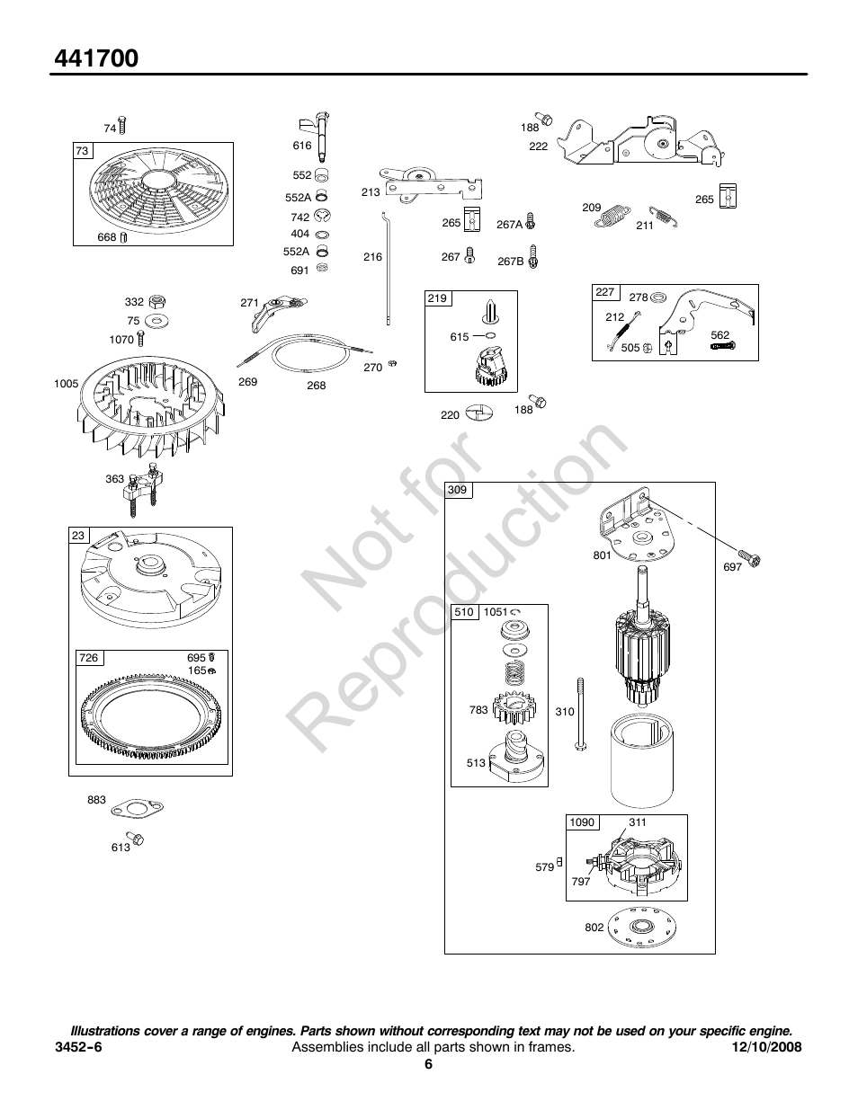 Not for reproduction | Briggs & Stratton 441700 Series User Manual | Page 6 / 16