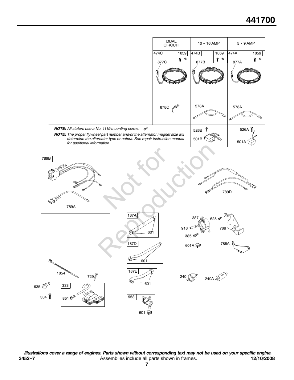 Not for reproduction | Briggs & Stratton 441700 Series User Manual | Page 7 / 16
