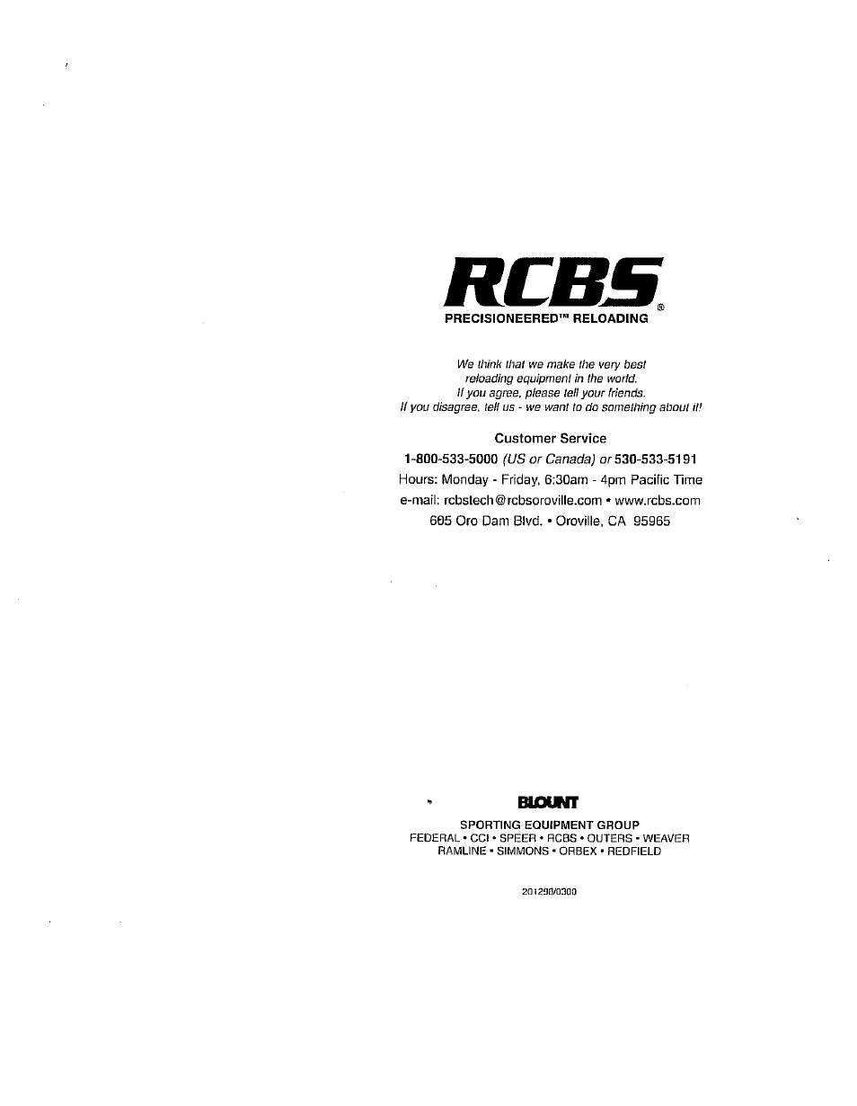 RCBS Pro 2000 Tube Priming Conversion Kit User Manual | Page 8 / 9