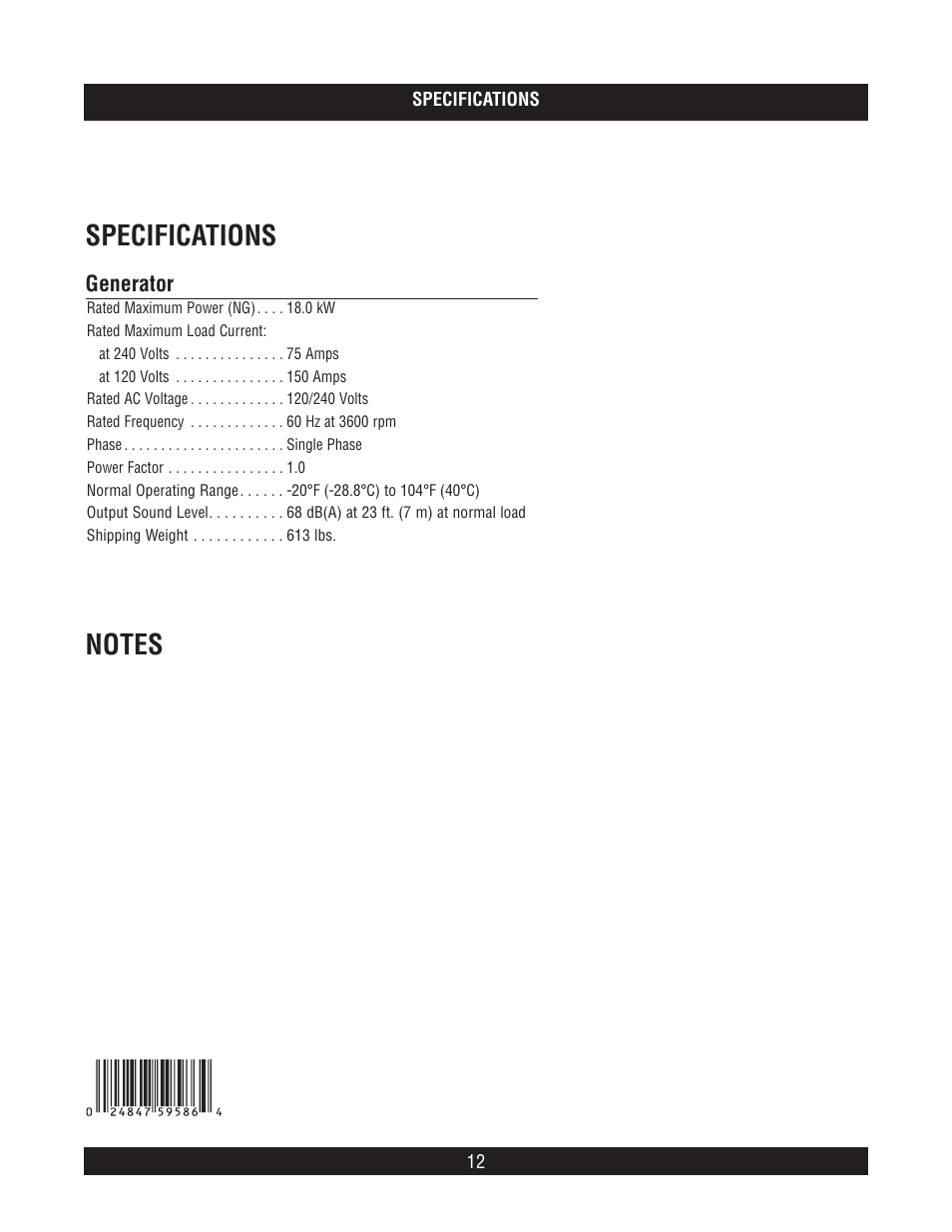 Generator | Briggs & Stratton 40266 User Manual | Page 12 / 12