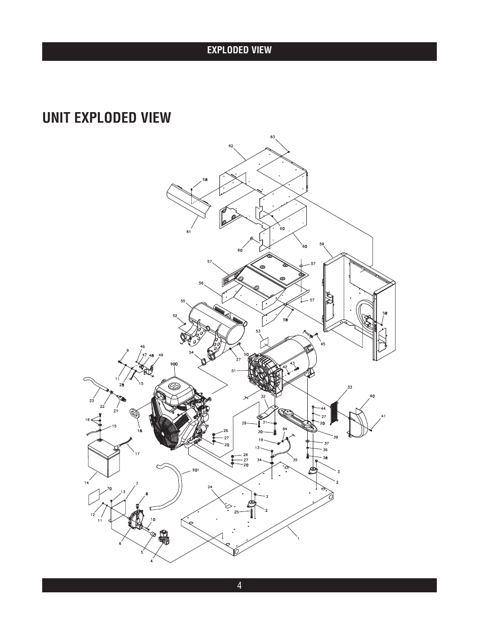 Unit exploded view | Briggs & Stratton 40266 User Manual | Page 4 / 12