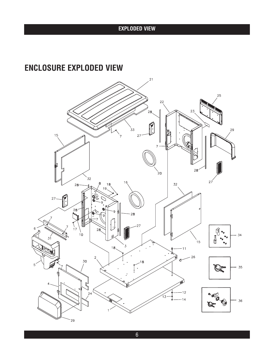 Enclosure exploded view | Briggs & Stratton 40266 User Manual | Page 6 / 12