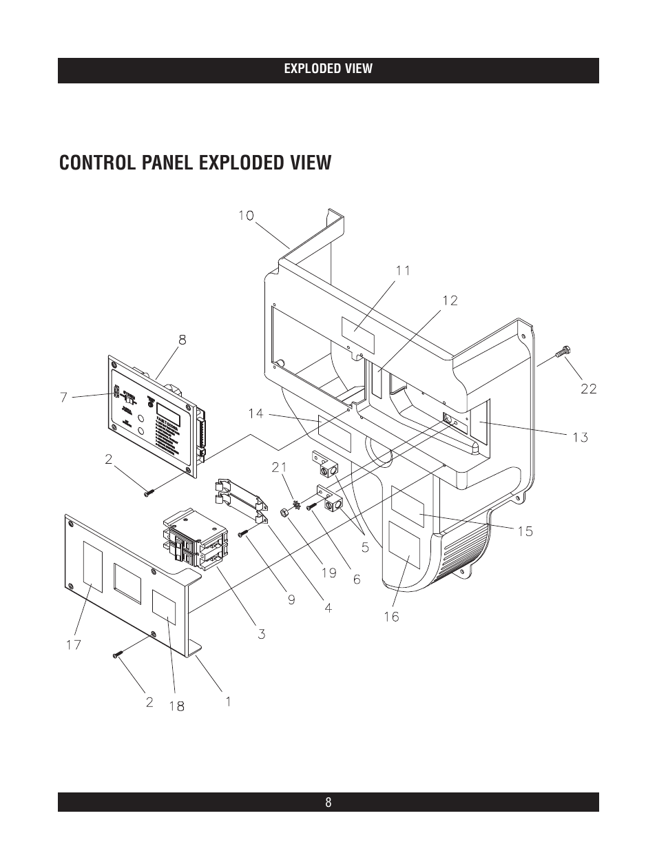 Control p anel exploded view | Briggs & Stratton 40266 User Manual | Page 8 / 12