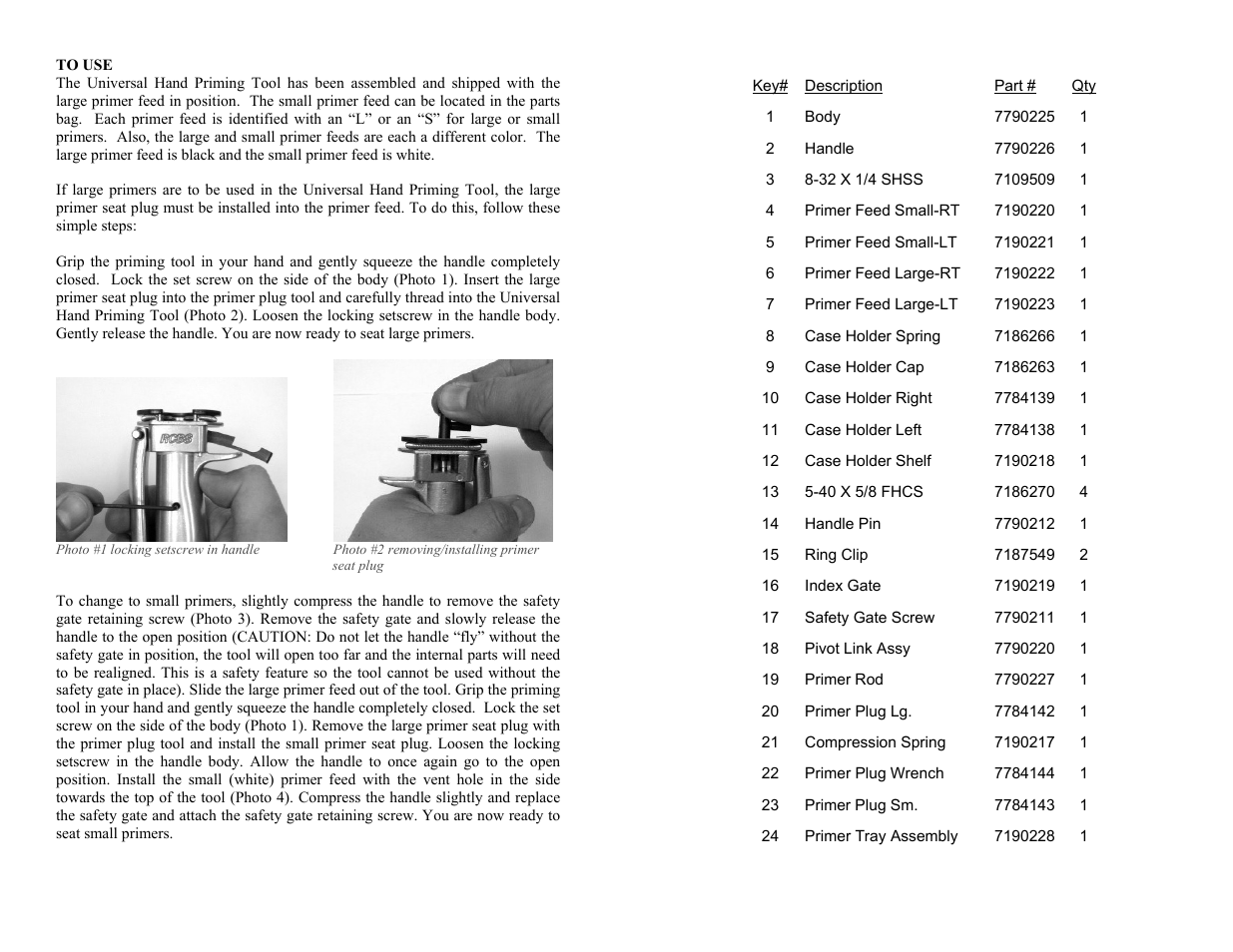 RCBS Universal Hand Priming Tool User Manual | Page 4 / 6