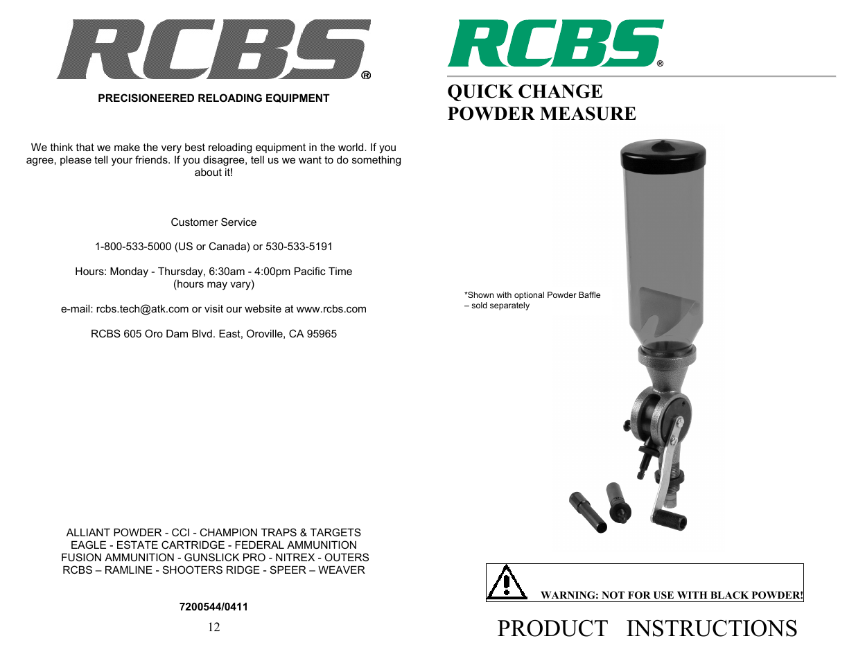 RCBS QC Powder Measure User Manual | 6 pages