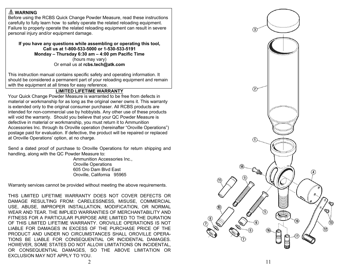 RCBS QC Powder Measure User Manual | Page 2 / 6