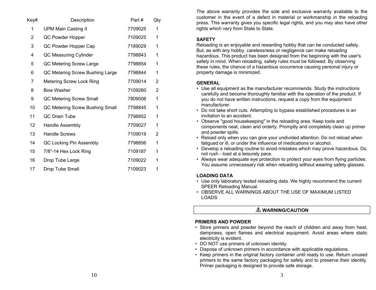 RCBS QC Powder Measure User Manual | Page 3 / 6