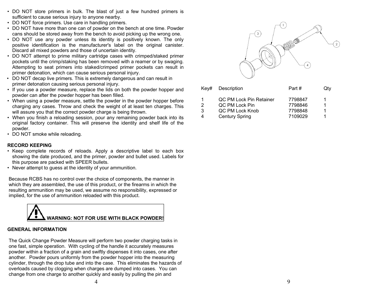 RCBS QC Powder Measure User Manual | Page 4 / 6