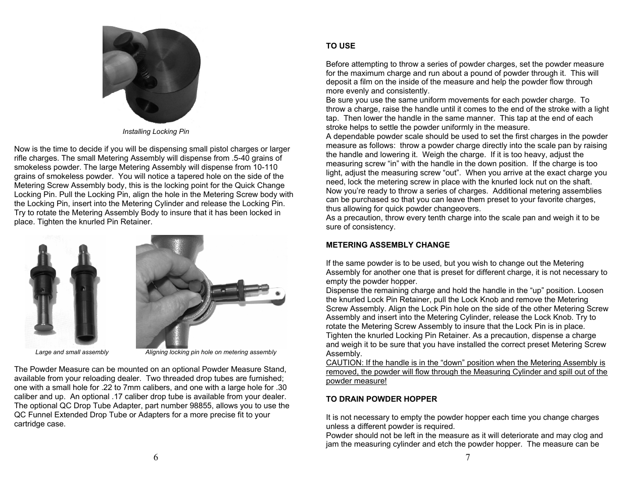 RCBS QC Powder Measure User Manual | Page 6 / 6