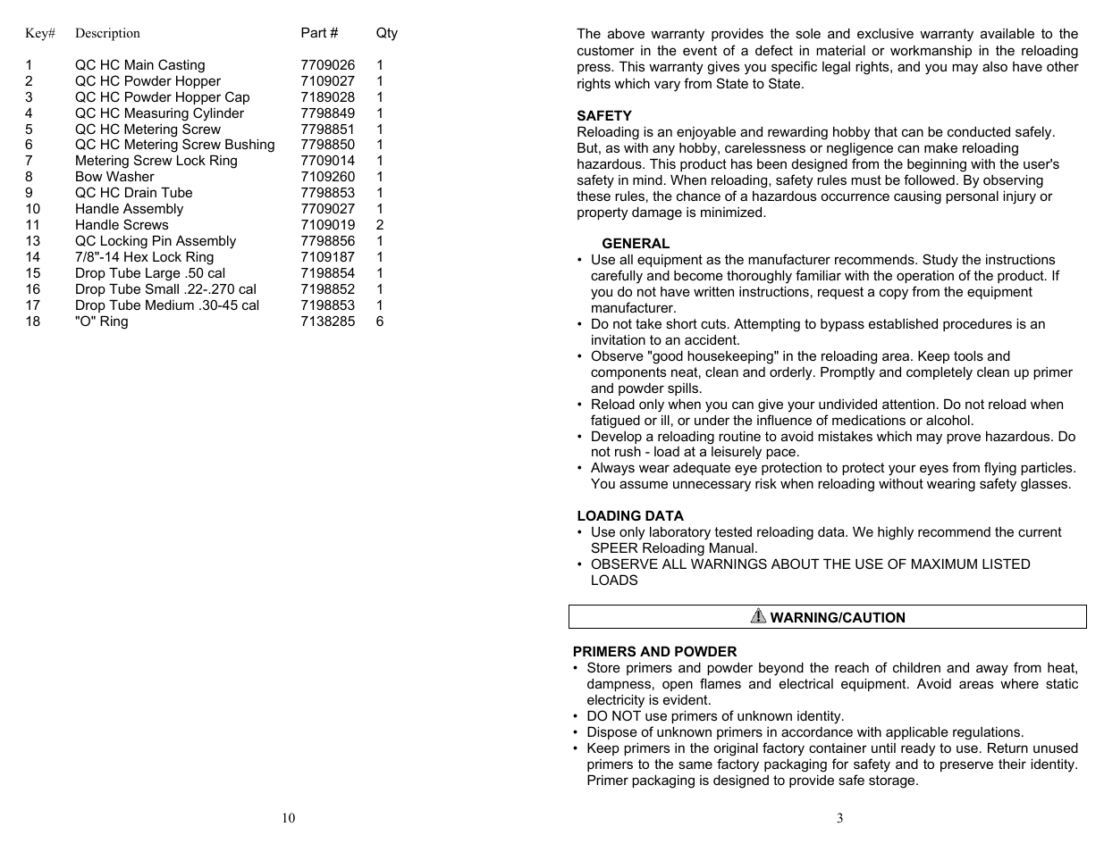 RCBS Quick Change High Capacity Powder Measure User Manual | Page 3 / 6