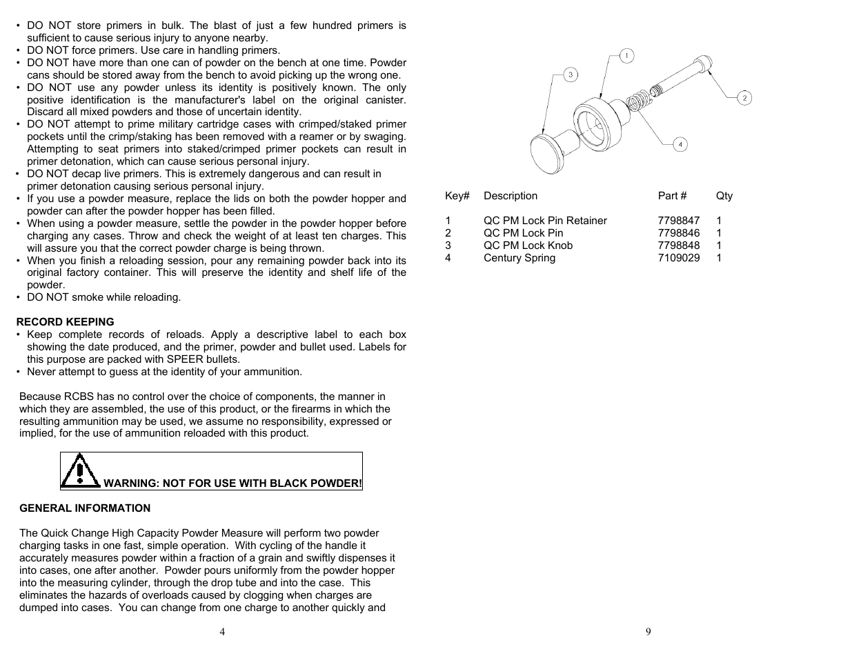 RCBS Quick Change High Capacity Powder Measure User Manual | Page 4 / 6