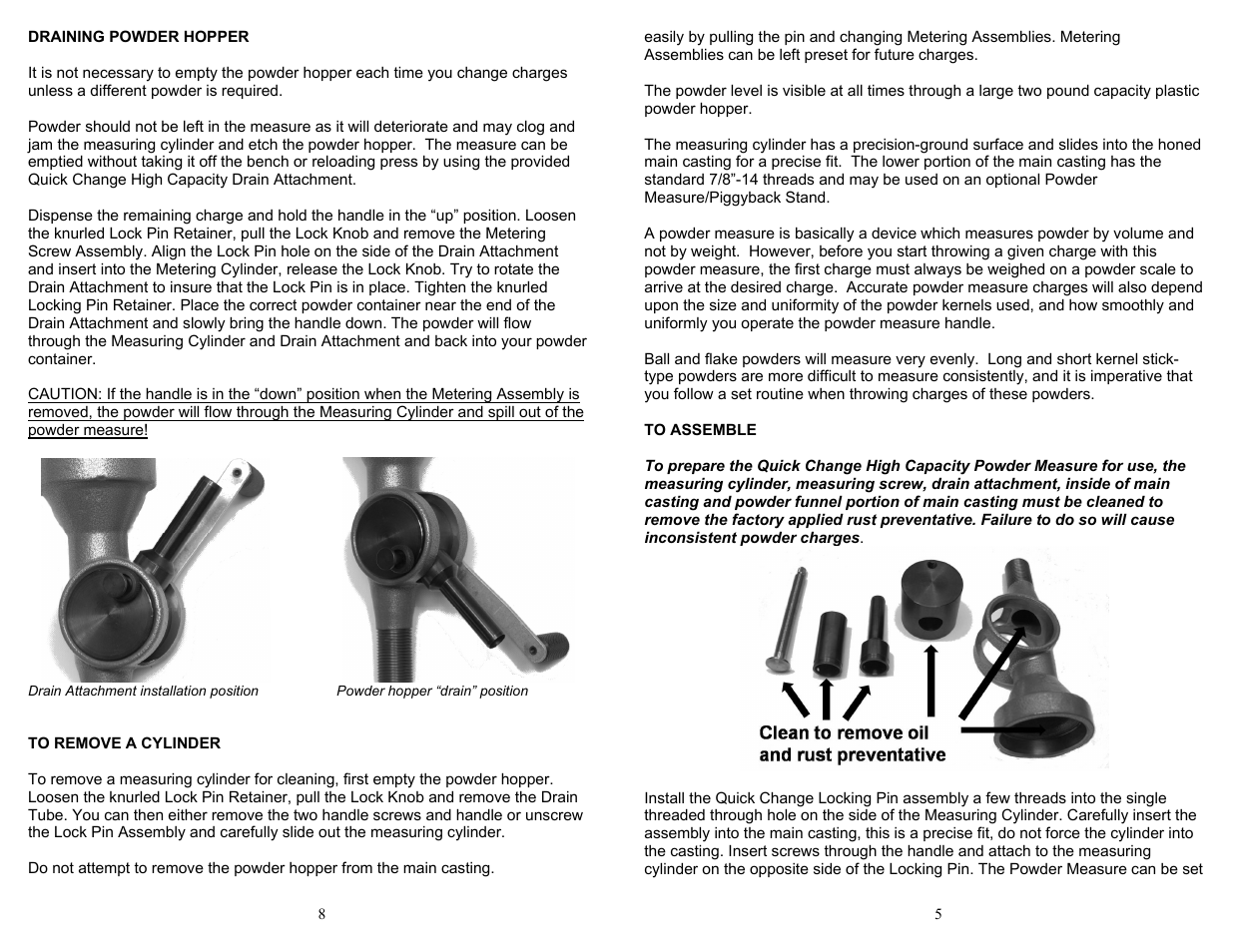 RCBS Quick Change High Capacity Powder Measure User Manual | Page 5 / 6