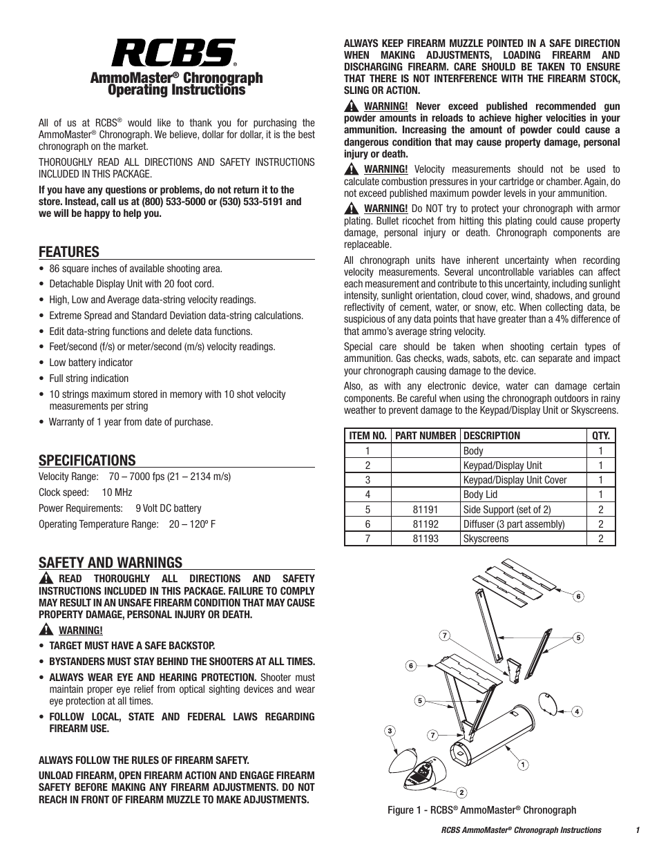 RCBS AmmoMaster Chronograph User Manual | 8 pages