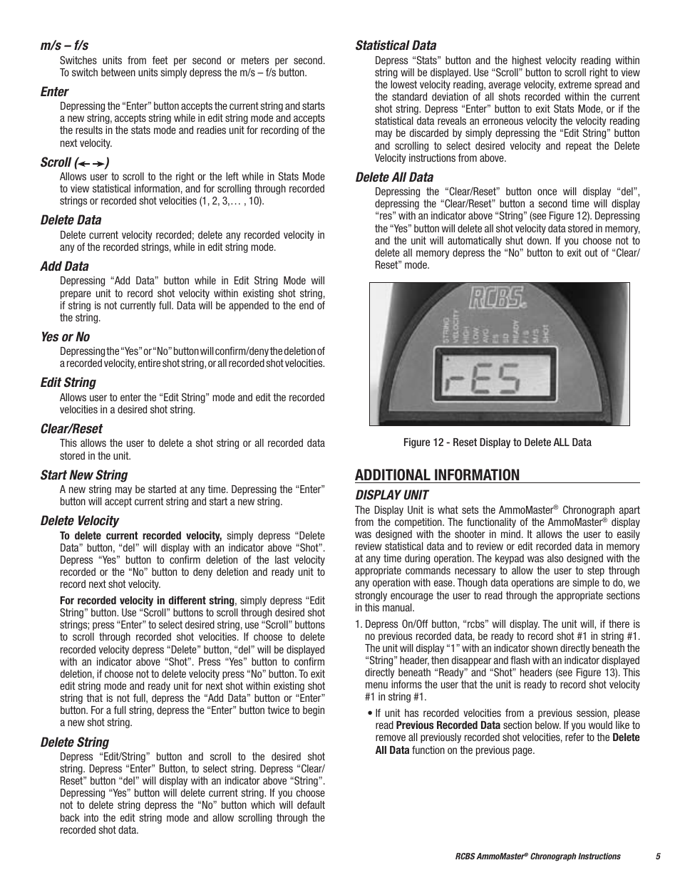 Additional information | RCBS AmmoMaster Chronograph User Manual | Page 5 / 8