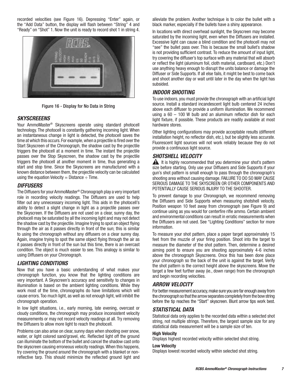 RCBS AmmoMaster Chronograph User Manual | Page 7 / 8