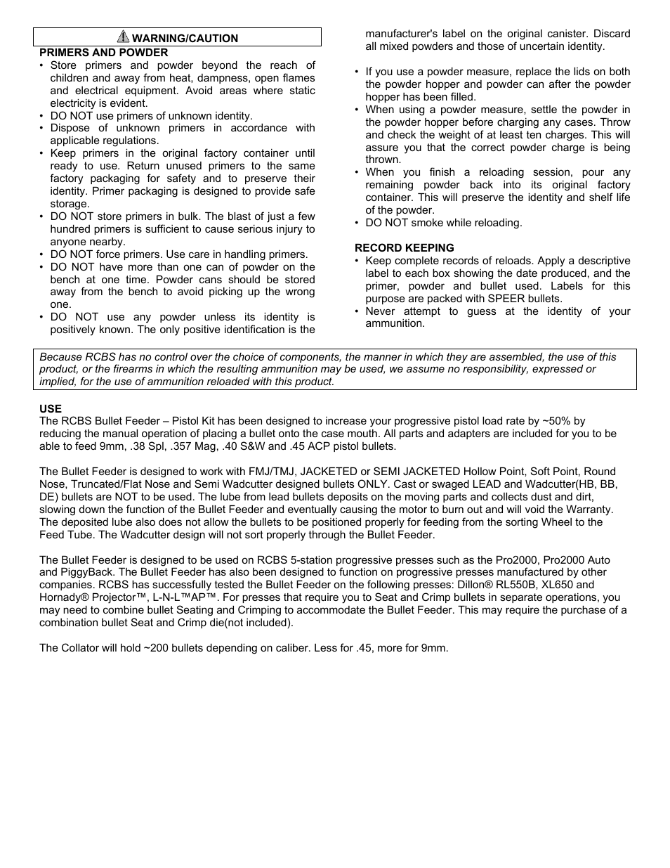 RCBS Bullet Feeder - Pistol Kit User Manual | Page 3 / 12