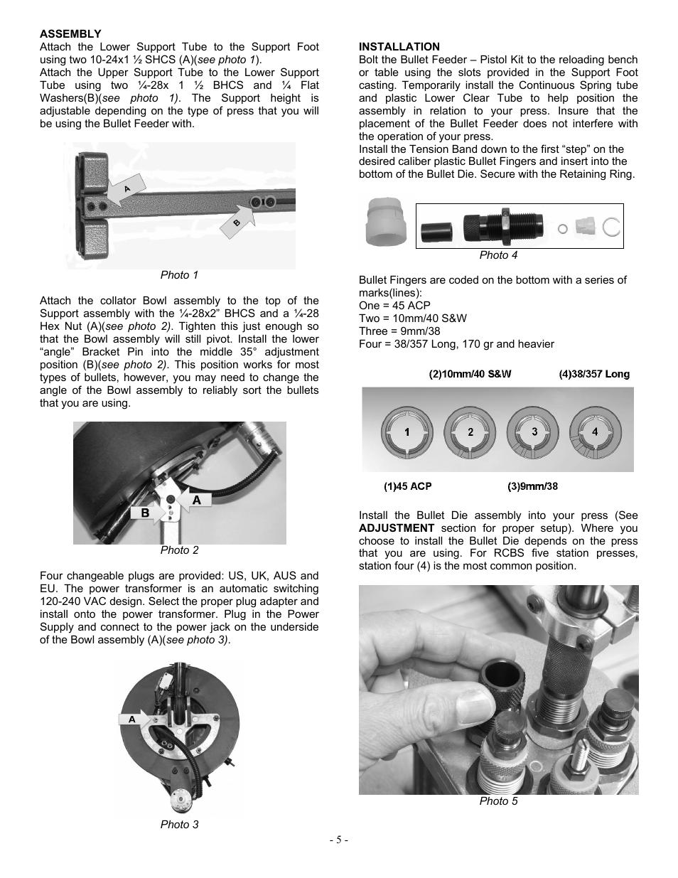 RCBS Bullet Feeder - Pistol Kit User Manual | Page 5 / 12