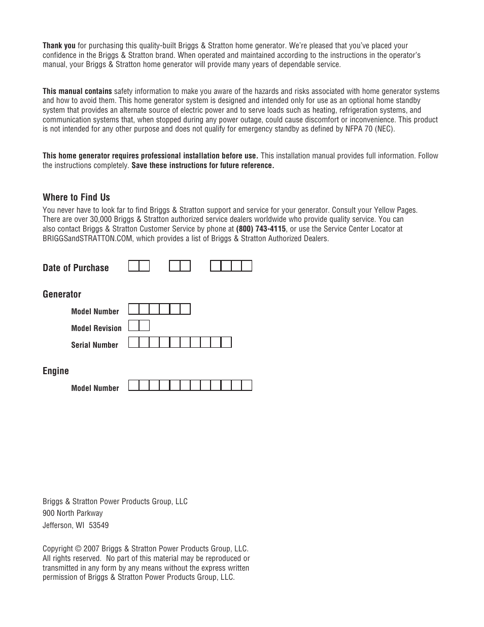 Briggs & Stratton 18000 User Manual | Page 2 / 56