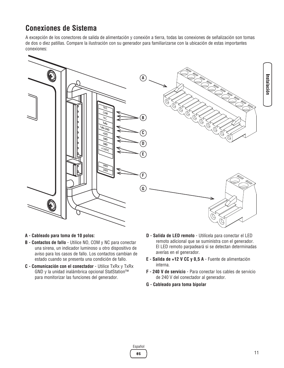 Conexiones de sistema | Briggs & Stratton 18000 User Manual | Page 31 / 56