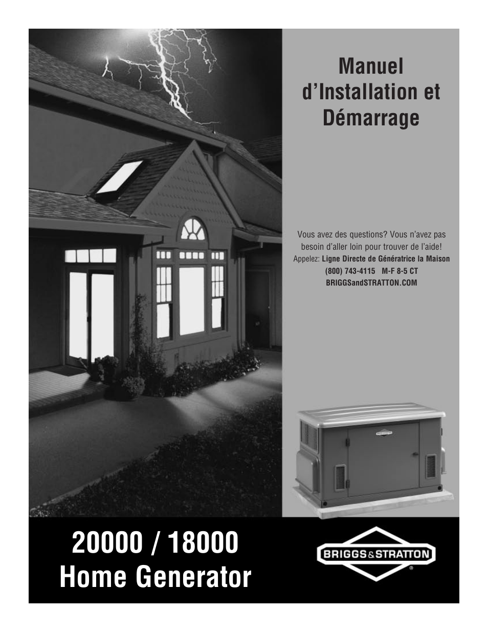 Manuel d’installation et démarrage | Briggs & Stratton 18000 User Manual | Page 37 / 56