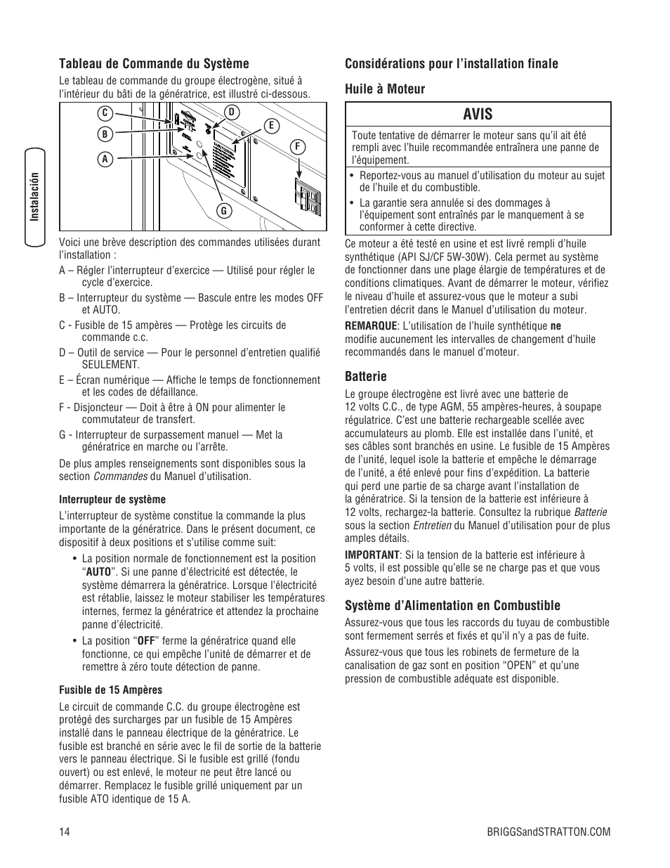 Avis | Briggs & Stratton 18000 User Manual | Page 52 / 56