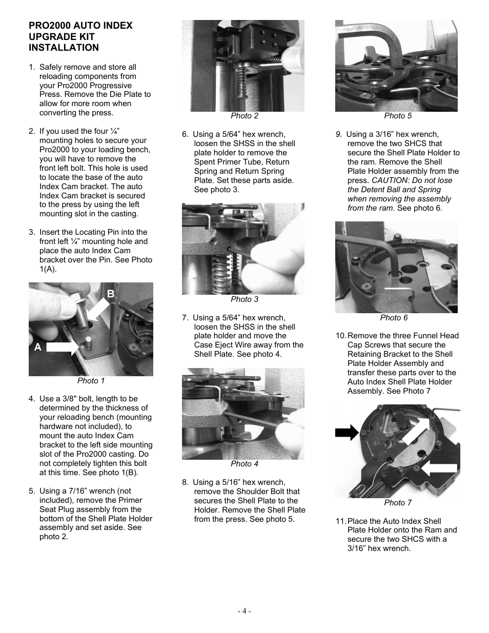 RCBS Pro 2000 Auto Index Upgrade Kit User Manual | Page 4 / 9