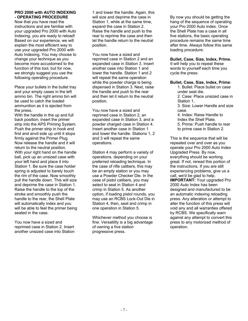 RCBS Pro 2000 Auto Index Upgrade Kit User Manual | Page 7 / 9
