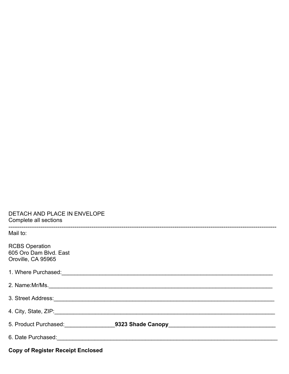 RCBS RASS Shade Canopy User Manual | Page 7 / 8