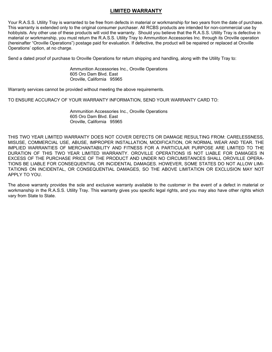 RCBS RASS Utility Tray User Manual | Page 2 / 8