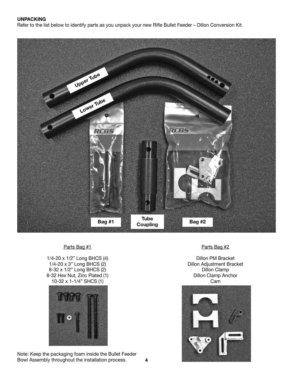 RCBS Rifle Bullet feeder - Dillon Conversion Kit User Manual | Page 4 / 12