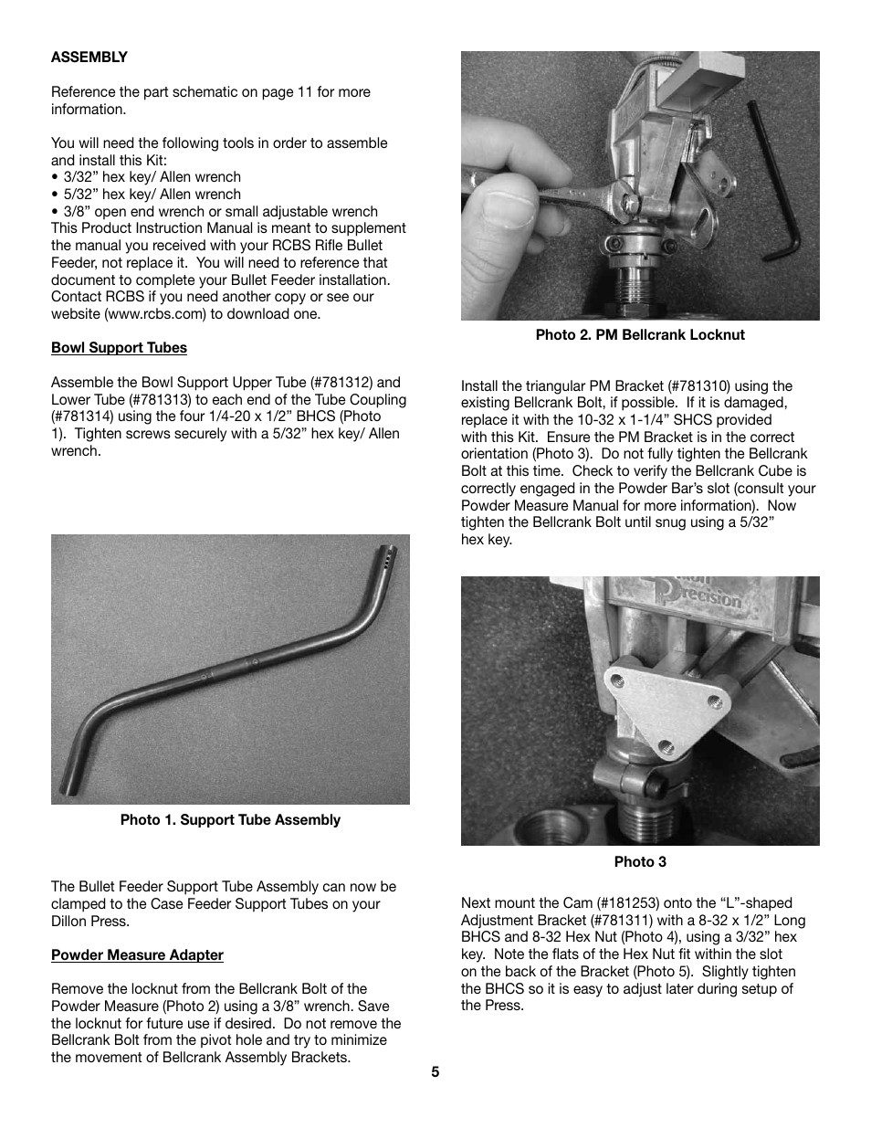 RCBS Rifle Bullet feeder - Dillon Conversion Kit User Manual | Page 5 / 12