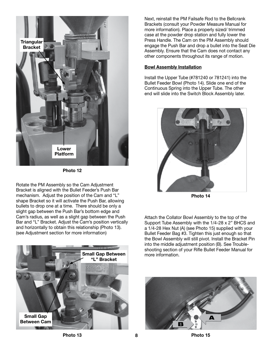 RCBS Rifle Bullet feeder - Dillon Conversion Kit User Manual | Page 8 / 12
