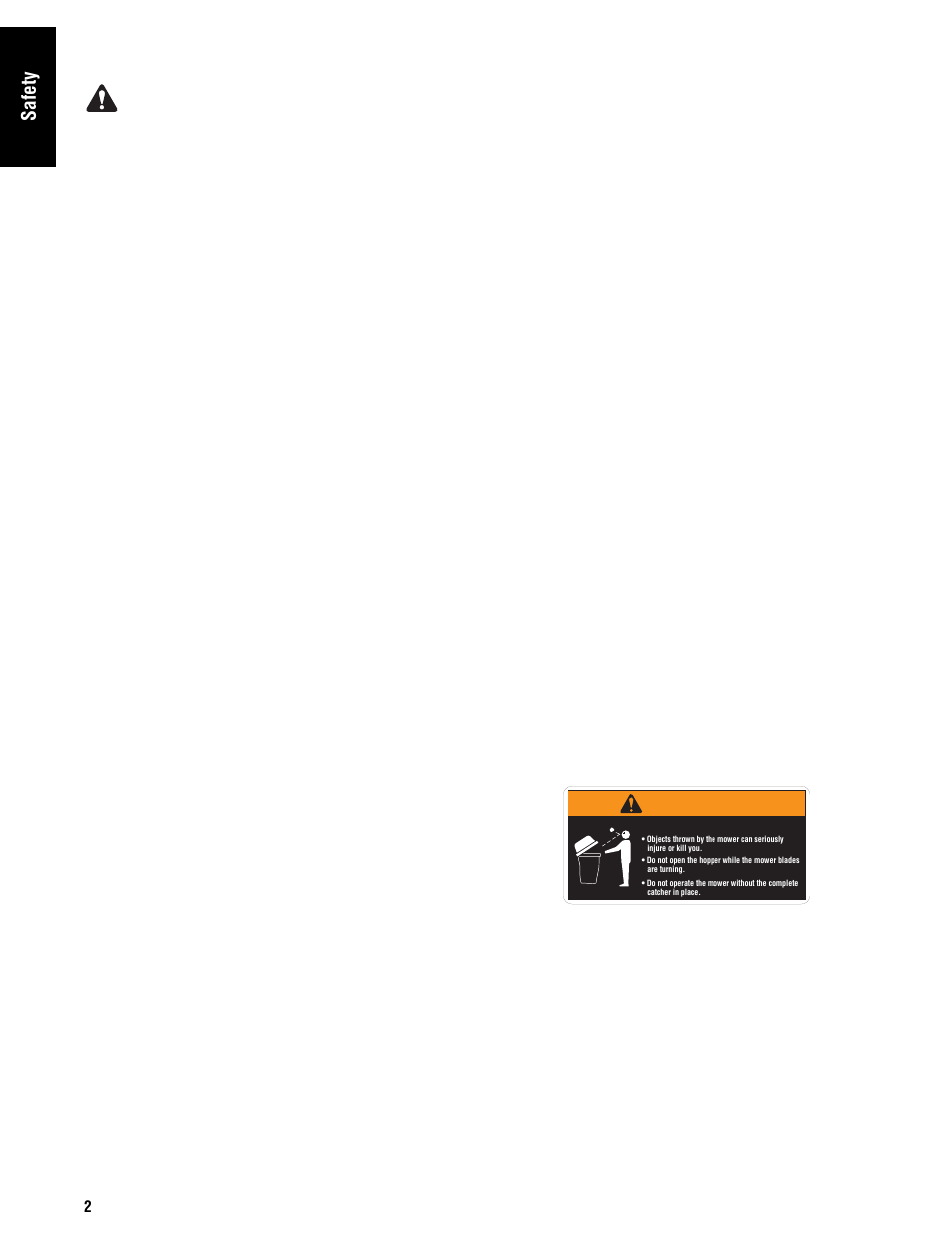 General warnings, Safety decals, Attachment decal | Warning, Safety | Briggs & Stratton 1695353 User Manual | Page 4 / 16