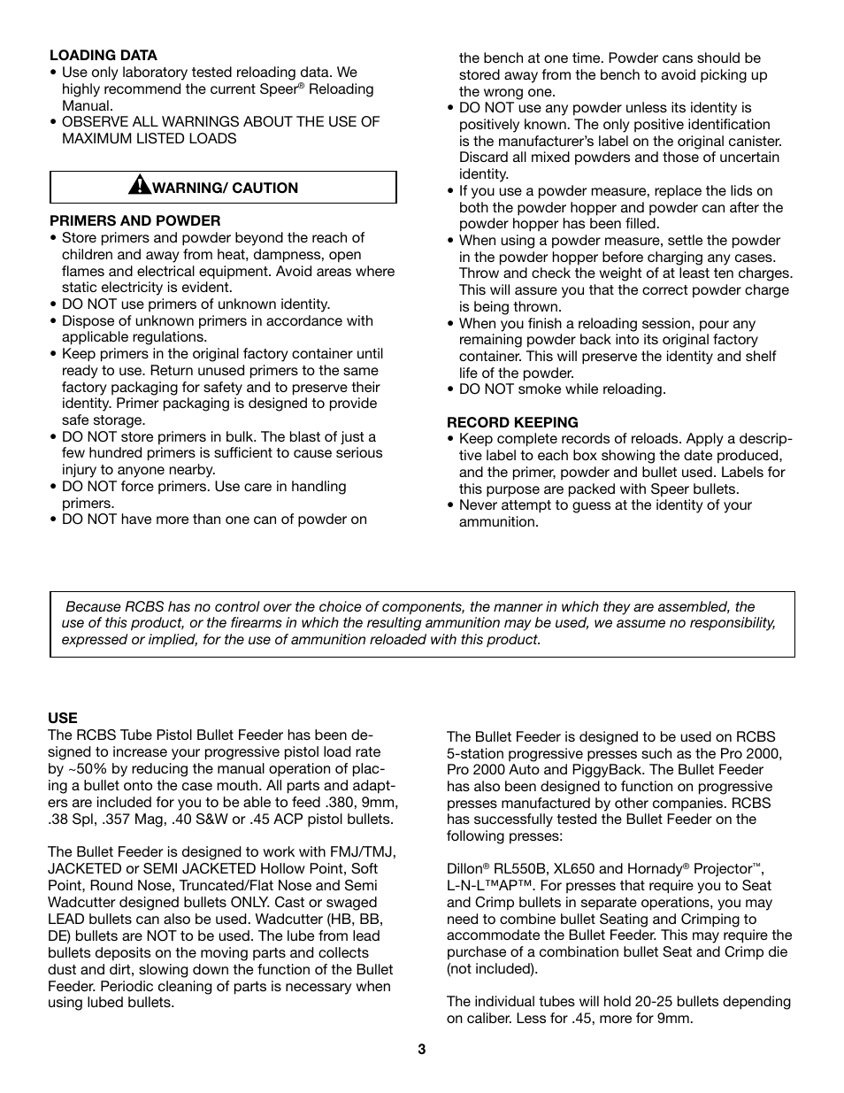 RCBS Tube Pistol Bullet Feeder User Manual | Page 3 / 8
