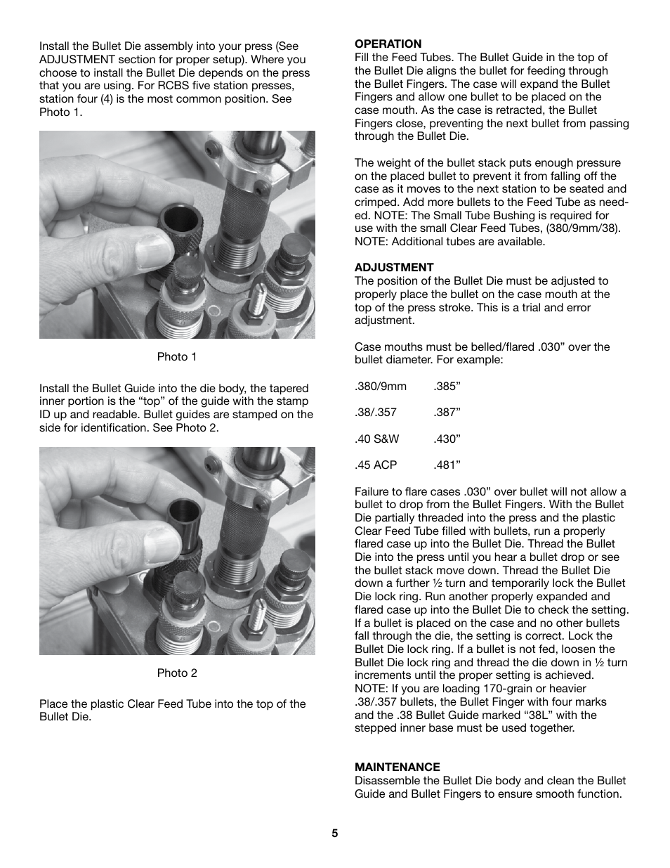 RCBS Tube Pistol Bullet Feeder User Manual | Page 5 / 8