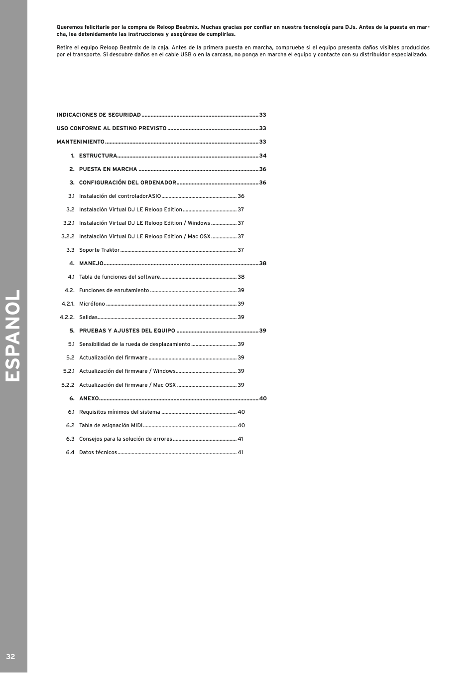 Esp anol | Reloop BEATMIX User Manual | Page 32 / 44