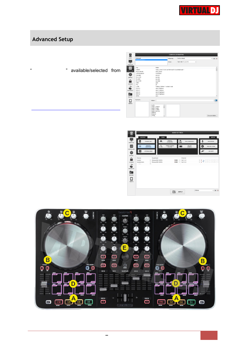 Advanced setup | Reloop BEATMIX 4 - VirtualDJ 8 Operation Guide User Manual | Page 4 / 11