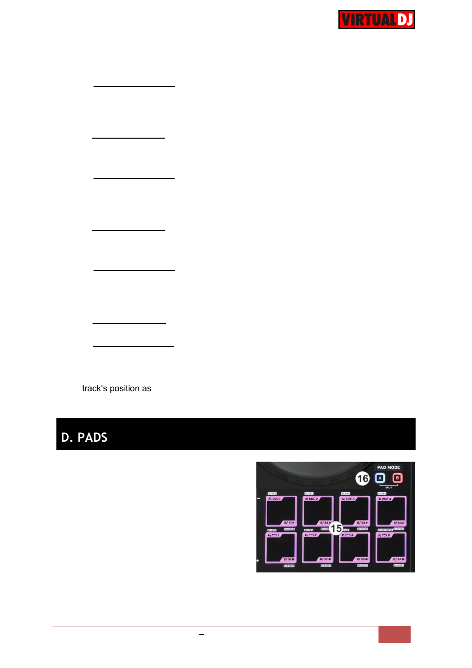 D. pads | Reloop BEATMIX 4 - VirtualDJ 8 Operation Guide User Manual | Page 7 / 11